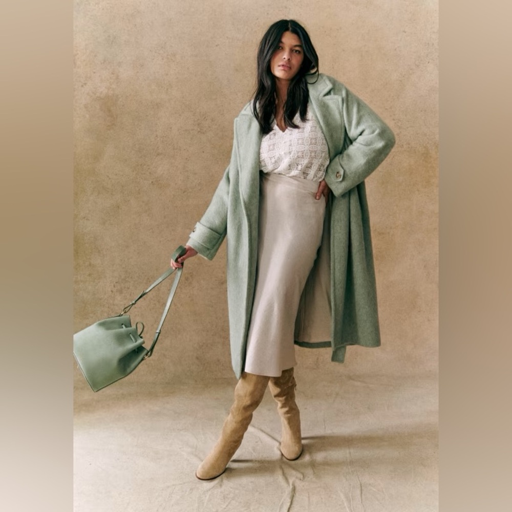Sézane Marc Coat Sea Green SZ 36